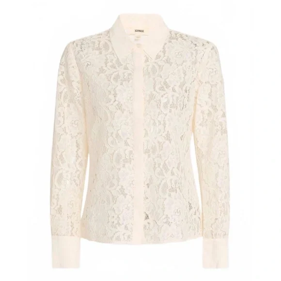 NEW L'Agence Maia Lace Button Front Blouse in Vintage White, Size S - Picture 6 of 15